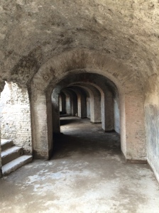 Tunnels in the world's oldest standing ampitheatre where gladiators and wild beasts once roamed